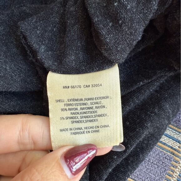 ANTHROPOLOGIE DARK GRAY DELETTA TUNIC TOP HIGH LOW 3/4 SLEEVE XS - Picture 6 of 6